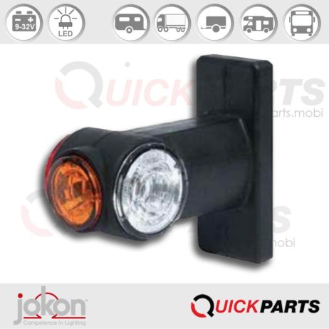 Feu LED de gabarit, de position latéral orange, applicable à gauche ou à droite, support flexible | Jokon 12.0017.000, E2-08101, SPL 2020 G.
