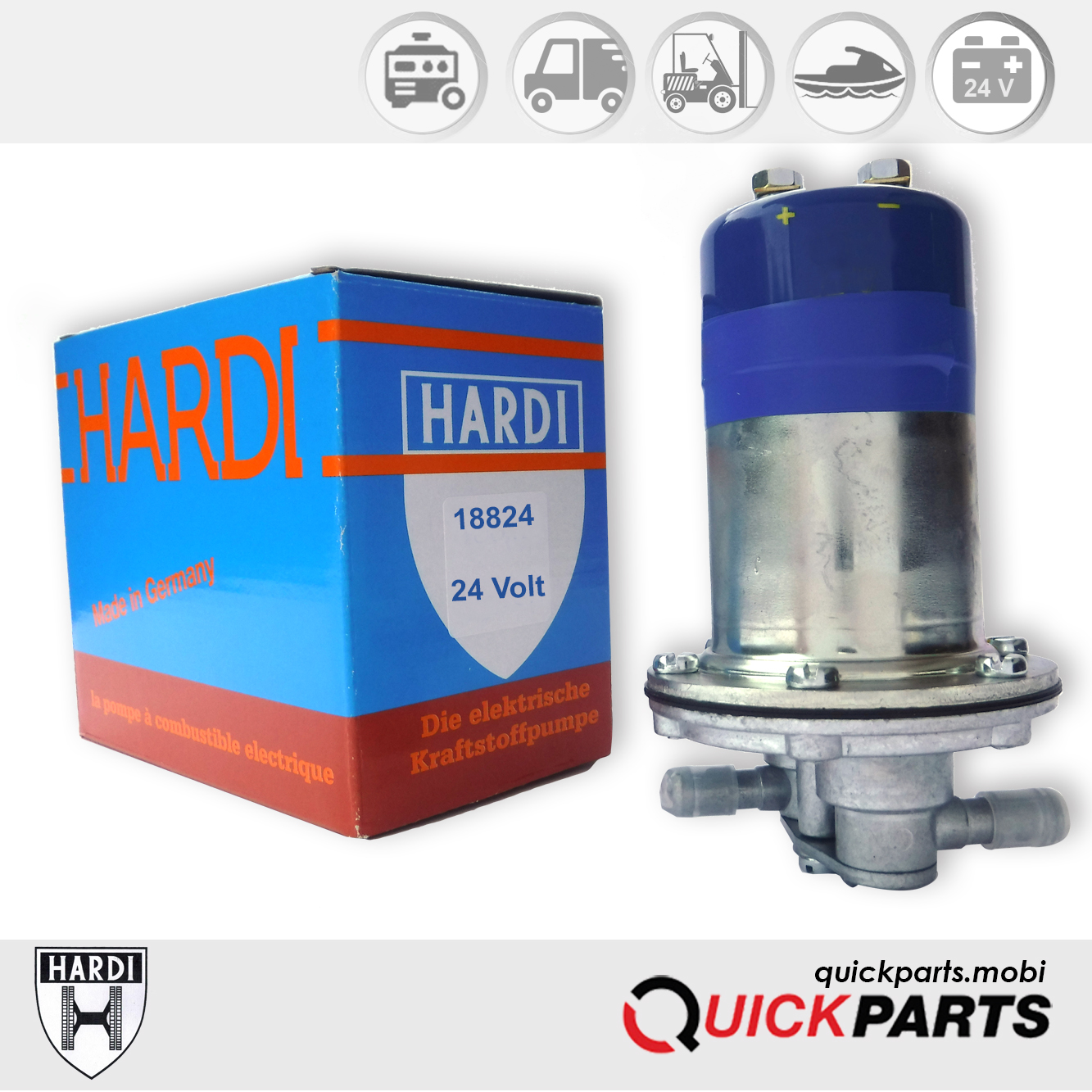 Pompe universelle Hardi 24V pour essence / diesel à partir de 100CV