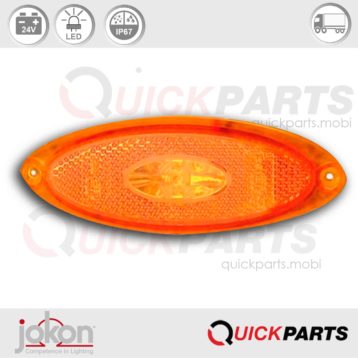 Feu LED de position latéral orange, montage en surface | 24V | Catadioptre intégré orange | Jokon 12.1015.800, SM1 00 E2-05024, SMLR 2010/24a