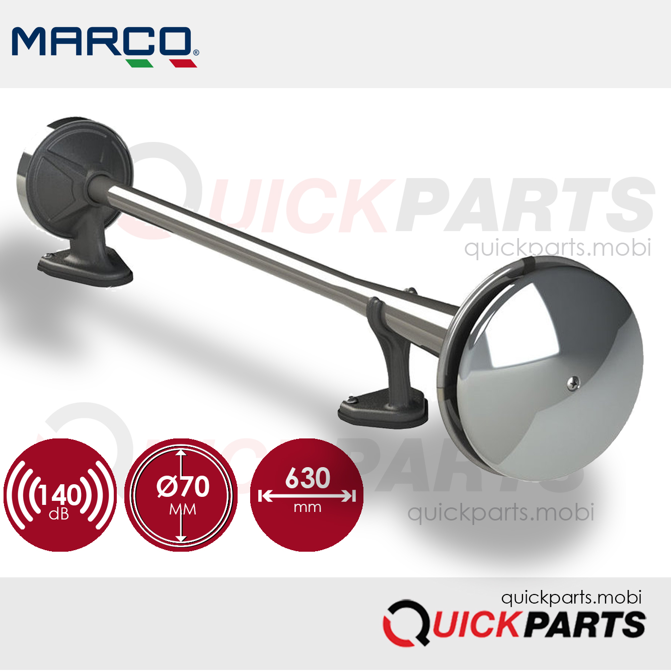 Electric Air Horn Chromed 117 dB Front covers Quick Parts