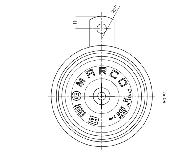 Electromagnetic disc horn | 12V | Diagram, Marco 102 000 12, 90/1-H