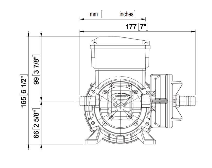 Selbstansaugende Elektropumpe zum Umfüllen von Flüssigkeiten für die Lebensmittelindustrie | Dimensionen, Marco 164 042 1C, UPX/AC