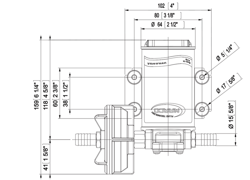 Self-Priming electric pump for various liquids | 24V | Dimensions, Marco 164 000 13, UP3
