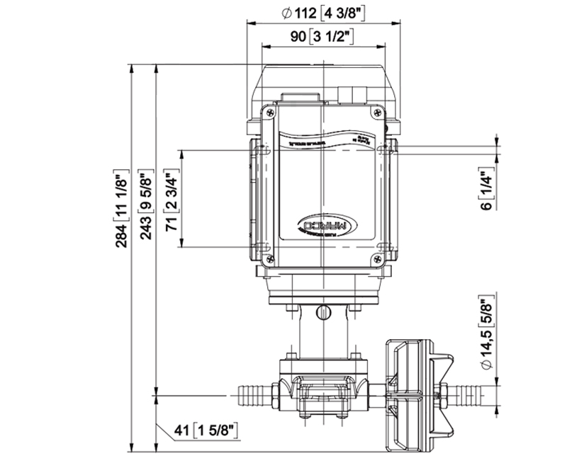 Selbstansaugende Elektropumpe zum Umfüllen von Flüssigkeiten für die Lebensmittelindustrie | Dimensionen, Marco 164 042 1C, UPX/AC