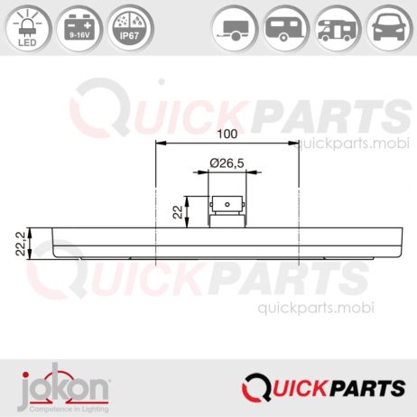 Feu arrière multifonction LED | 9-16V | Jokon E13-13359 - 10.2400.111 EMV / EMC