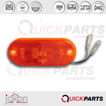 Feu LED orange de position latéral, catadioptre orange intégré, cable éléctrique de 1000 mm | Jokon 12.1008.810, E2-0062 SAE, SMLR 2002/12