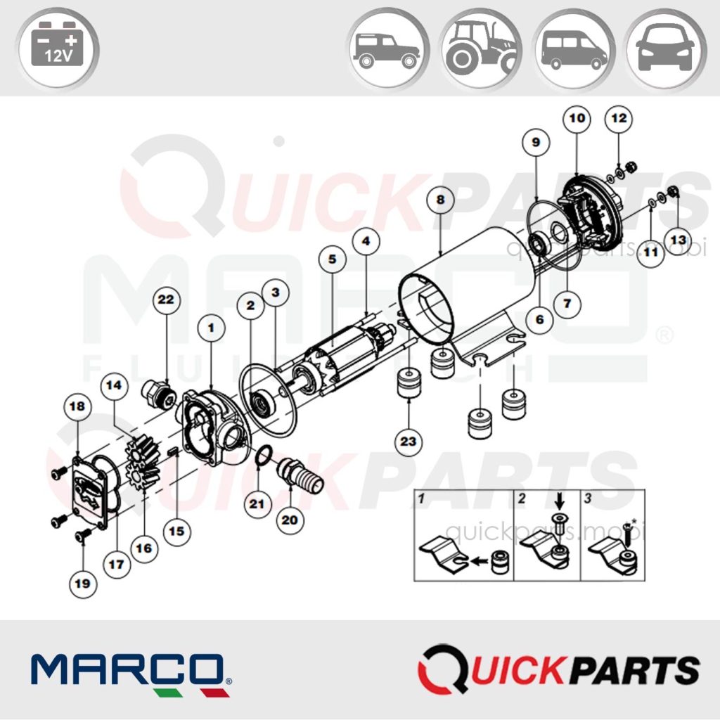 Gear pump for lubricating oil | 12V | UP3/OIL