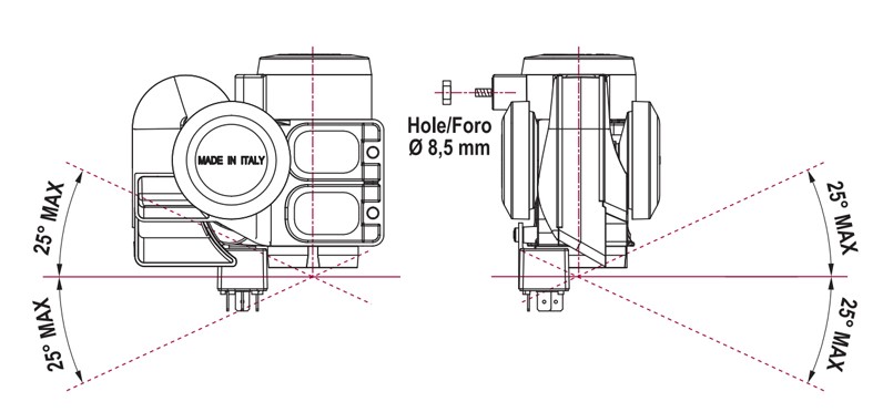 Two tuned sounds electropneumatic horn | 12V | Mounting Diagram, Marco 112 030 12, TR2