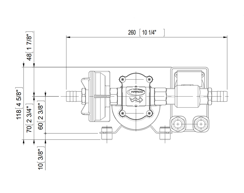 Automatische Druckwasserpumpe | 12V | Marco UP6/A, Dimensionen, Marco 164 620 12, UP6/A