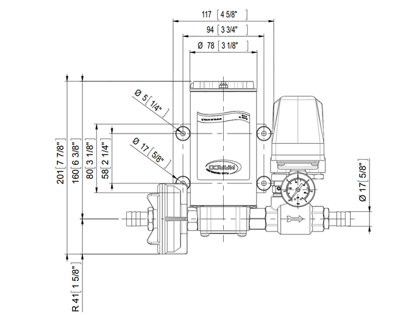 Automatische Druckwasserpumpe | 12V | Marco UP6/A, Dimensionen, Marco 164 620 12, UP6/A