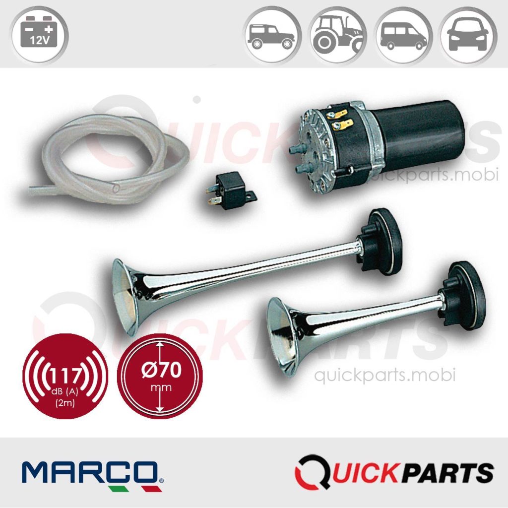 Air horn complete with electric compressor 12V Marco 112 040 12