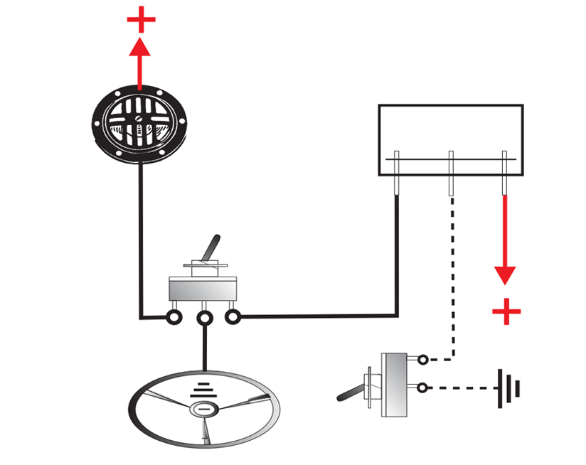 Compressed air horn with two alternating notes | 24V | Cars with ground (-) lead to horn button, Marco  110 060 15, P1/1-N