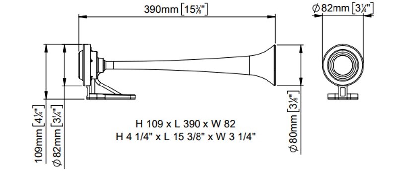 Drucklufthupe für externe Montage | Dimensions, Marco 110 000 10, P1