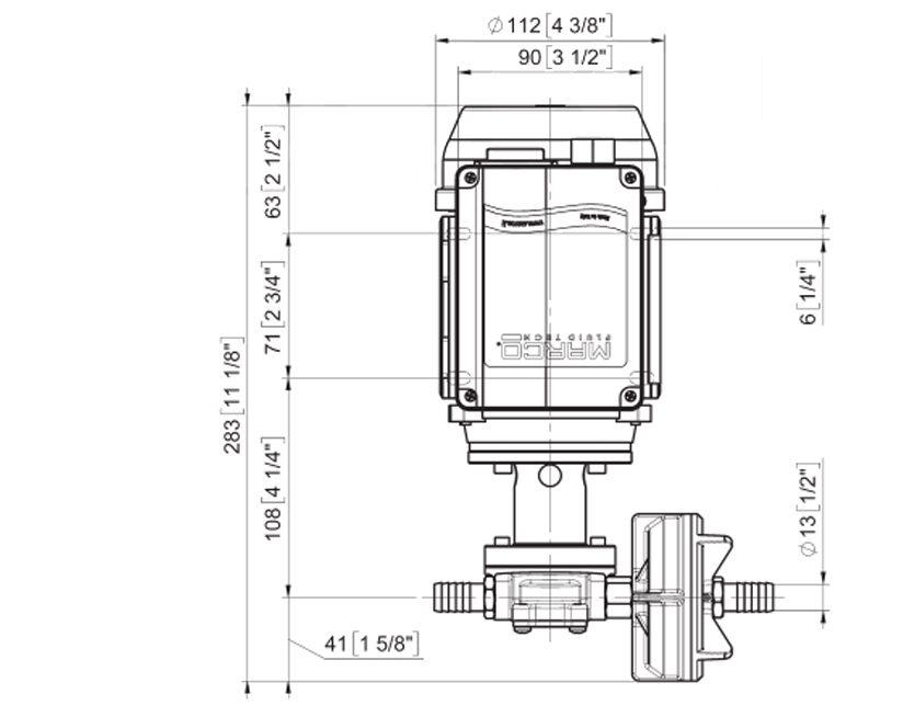 Selbstansaugende elektrische Zahnradpumpen | 220V | Dimensionen, Marco 164 001 1C, UP3/AC