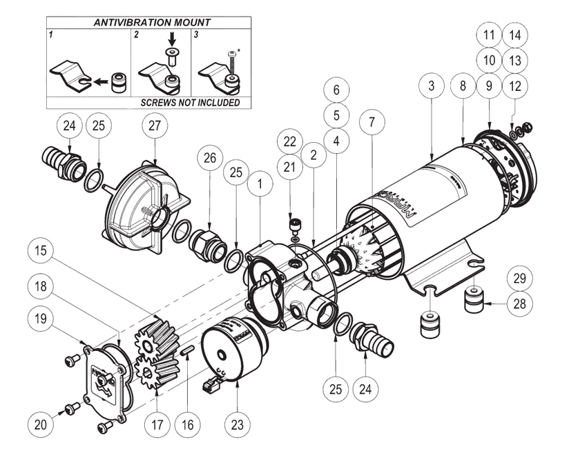 Electrobomba autocebante para diversos líquidos | 12-24V | Marco UP6 / E, Diagrama de despiece, Marco 166622 15, UP6 / E