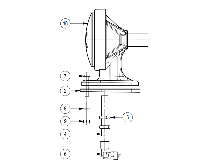 Stainless steel horn with chromed front cover, Mounting layout Marco 110 091 10, MGT/H