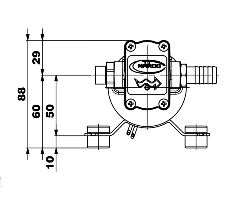 Bomba eléctrica autocebante para diversos líquidos | 12V | Marco UP3 / OIL, Dimensiones, Marco 166020 12, UP3 / OIL