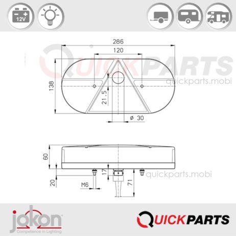 Multifunktionsleuchte Dreieck-RS | 12V | Jokon E1-1206