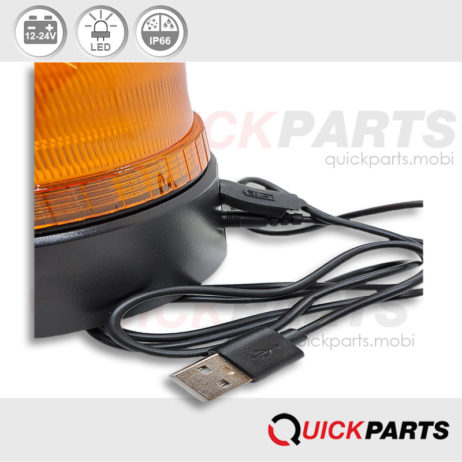Gyrophare LED orange sans fil rechargeable, magnétique, 12-24 Volts