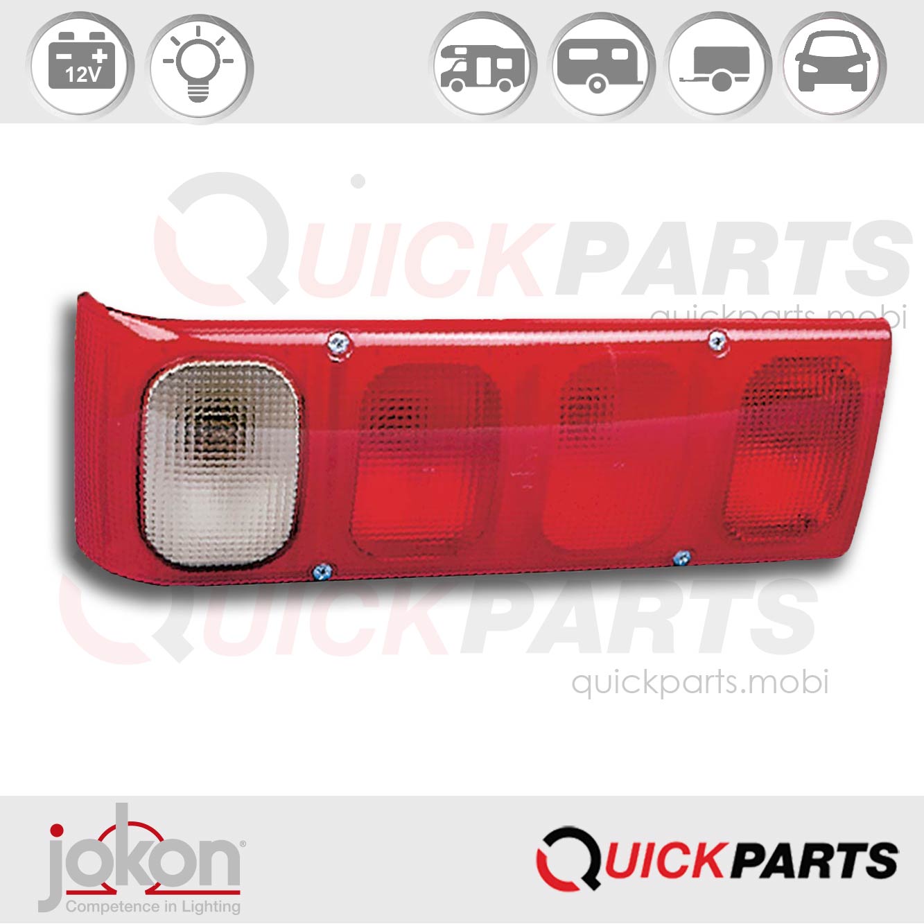 Feu multifonction, gauche et droit, ampoule préinstallée | 12V | Feux de position, indicateurs de direction, stop, antibrouillard | Jokon 10.2039.011, E1-785, BBSN 561