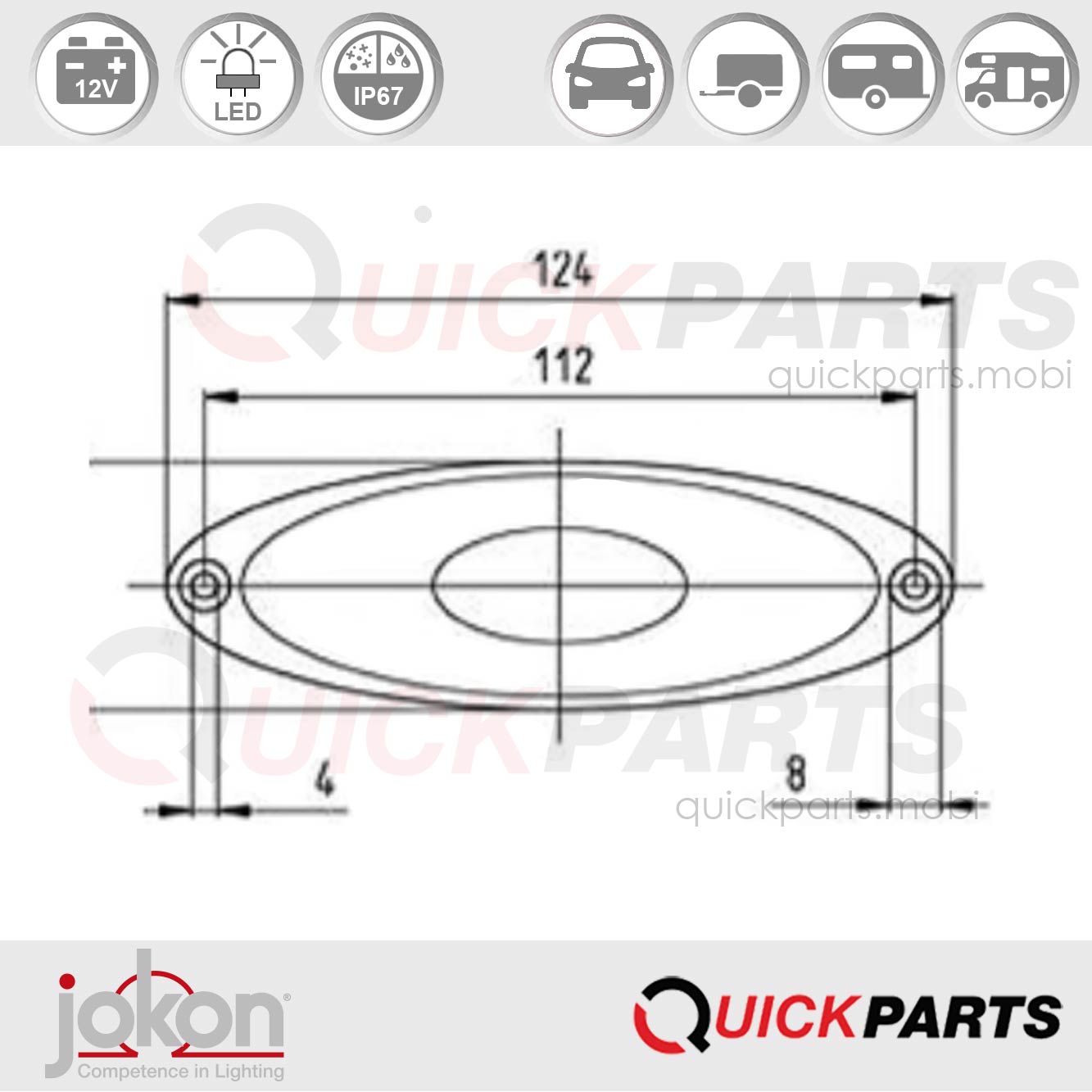 LED-Seitenmarkierungsleuchte | 12V | Jokon SM1 00 E2-05024 – Bild 4