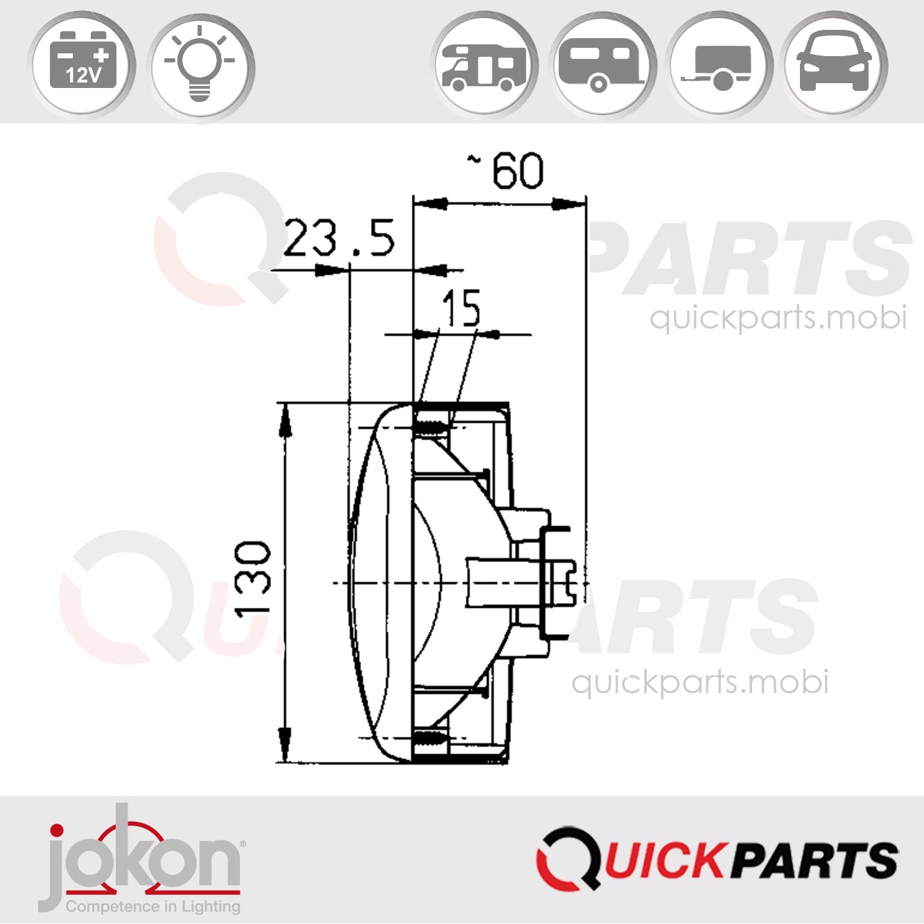 Feu multifonction, gauche et droit, ampoule préinstallée | 12V | Feux de position, indicateurs de direction, stop, antibrouillard | Jokon 10.2039.011, E1-785, BBSN 561 – Image 4