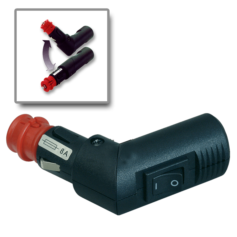Fiche allume-cigare mâle de haute qualité, 12 / 24V, interrupteur, fiche pivotante 0/180°, fusible – Image 4
