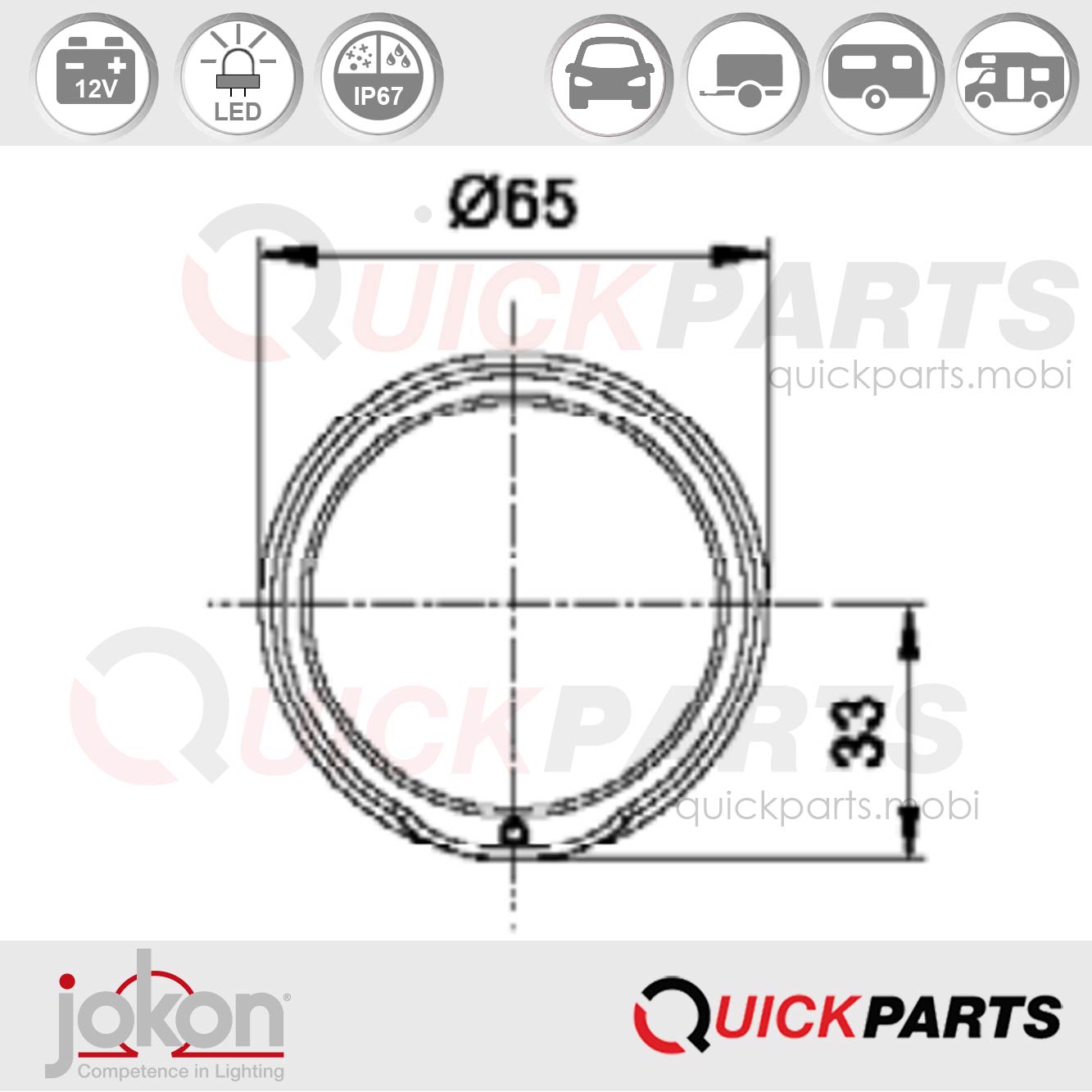 Luz LED de parada /trasera | 12V | Jokon E13-34663 - Imagen 5