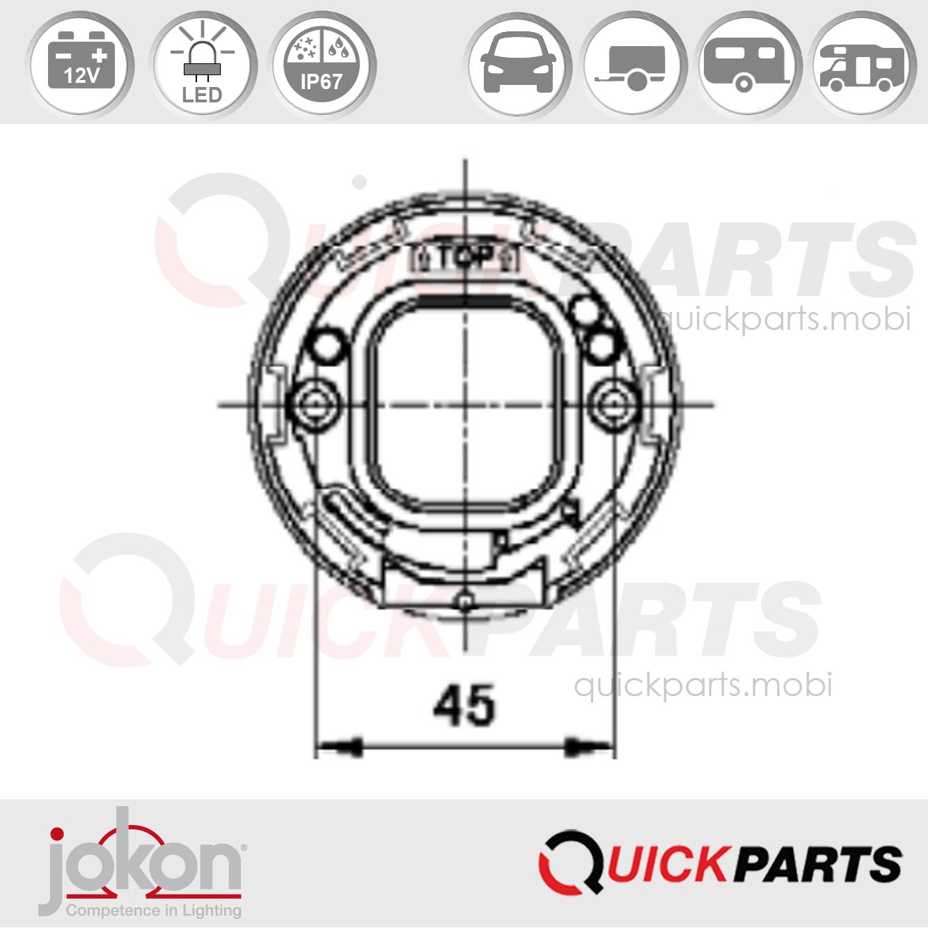 Luz LED de parada /trasera | 12V | Jokon E13-34663 - Imagen 4