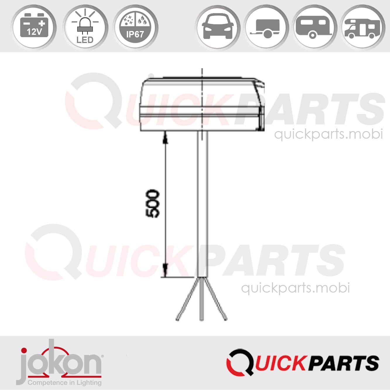 Luz LED de parada /trasera | 12V | Jokon E13-34663 - Imagen 2