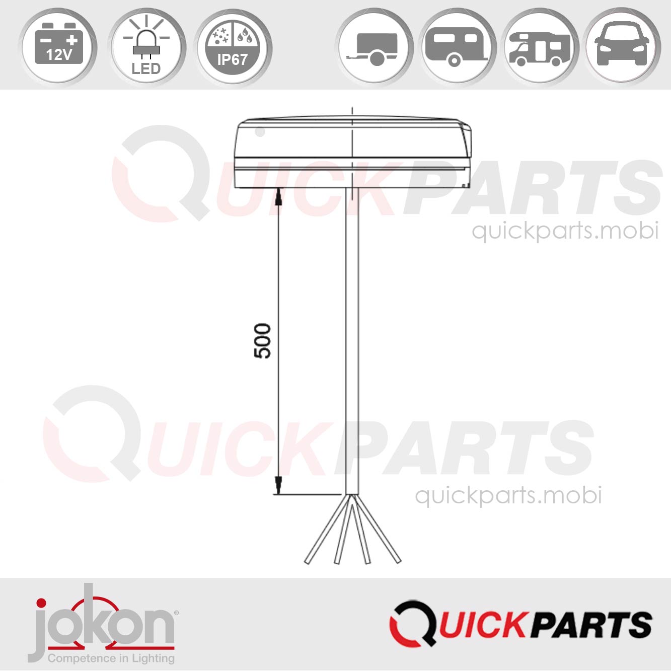 Feu LED Direction / Position / Stop | 12V | Jokon 10.0053.000, E13-34660 – Image 2