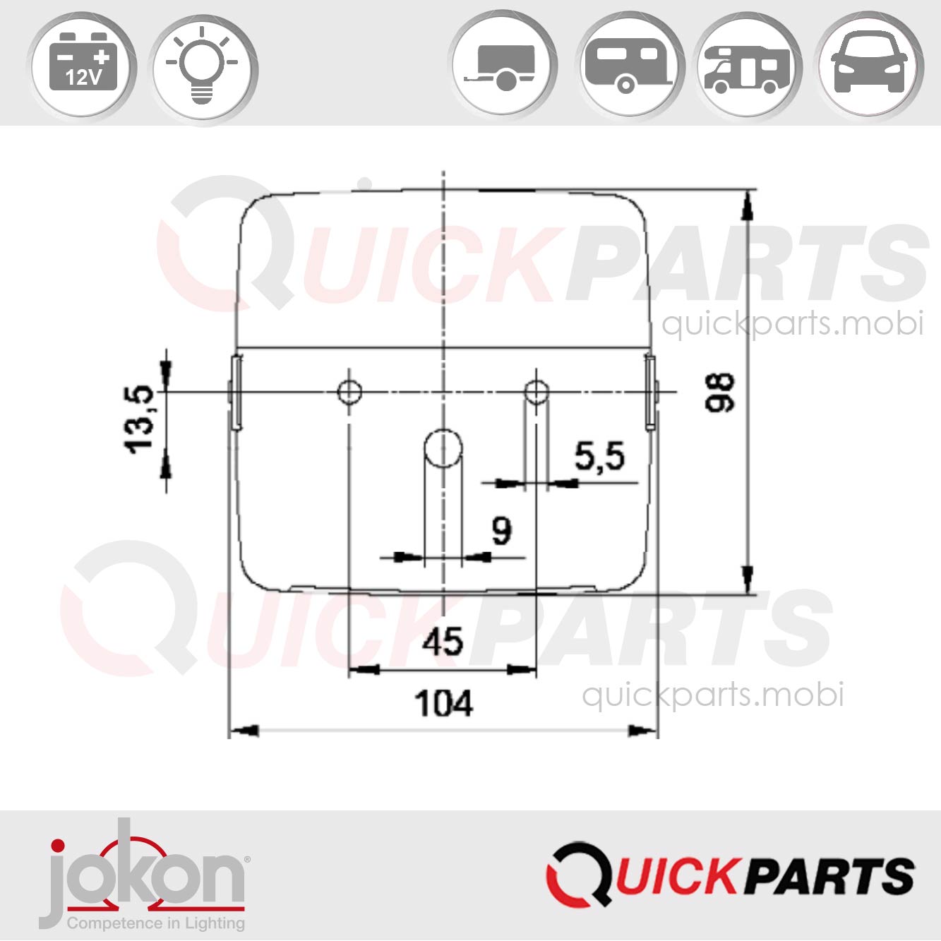 10.2040.011 | Luz trasera | izquierda / derecha | 12V | Jokon E1-786.