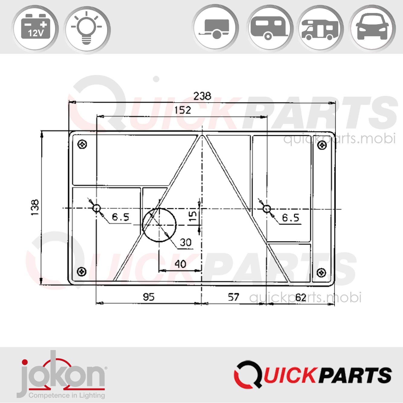 Feu Multifonction Droit| 12V | Jokon E2-1281 – Image 4