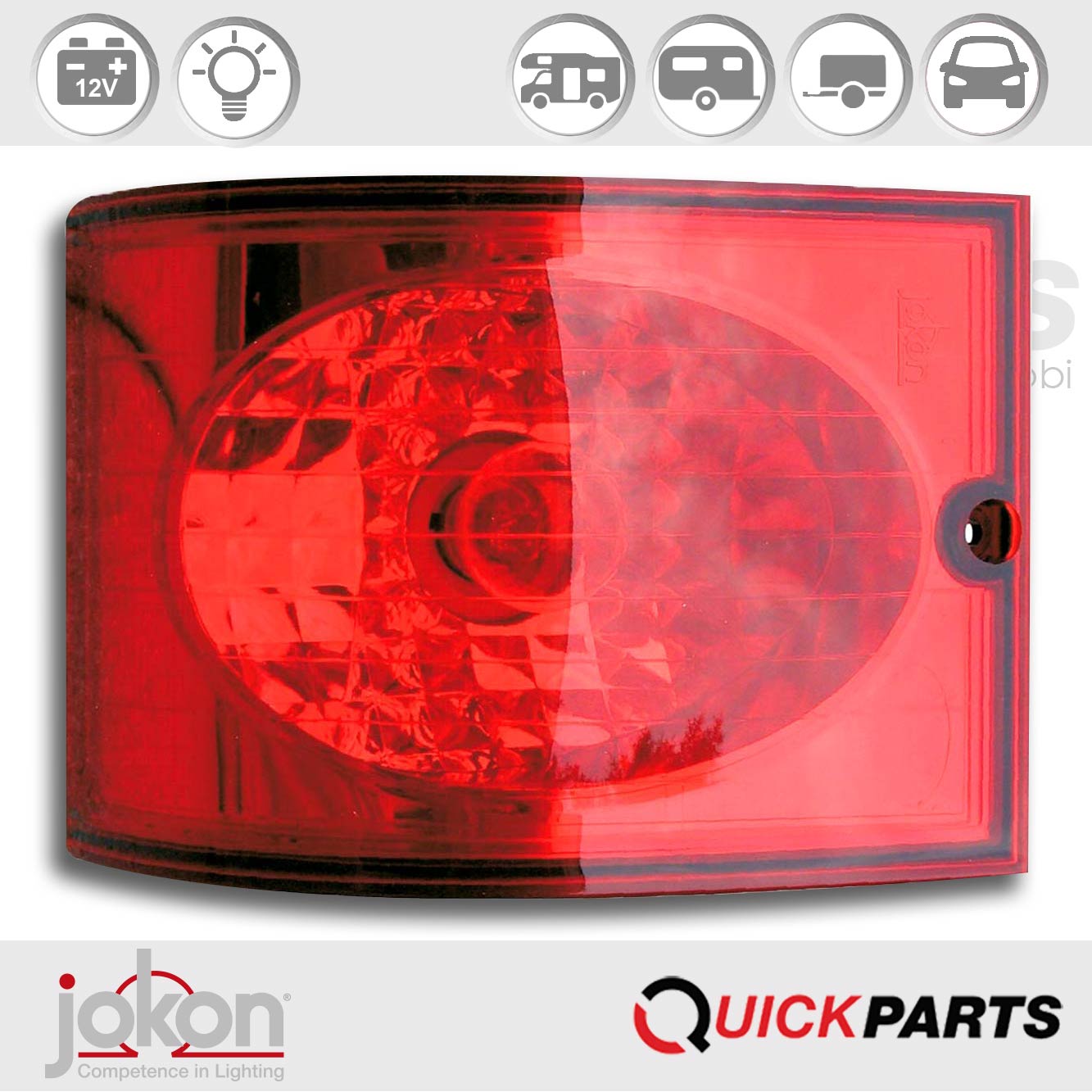 Feu stop, de position arrière & latéral, catadioptre intégré |12V| Jokon 10.2091.800, E9-1442, BRSM 810/12 V