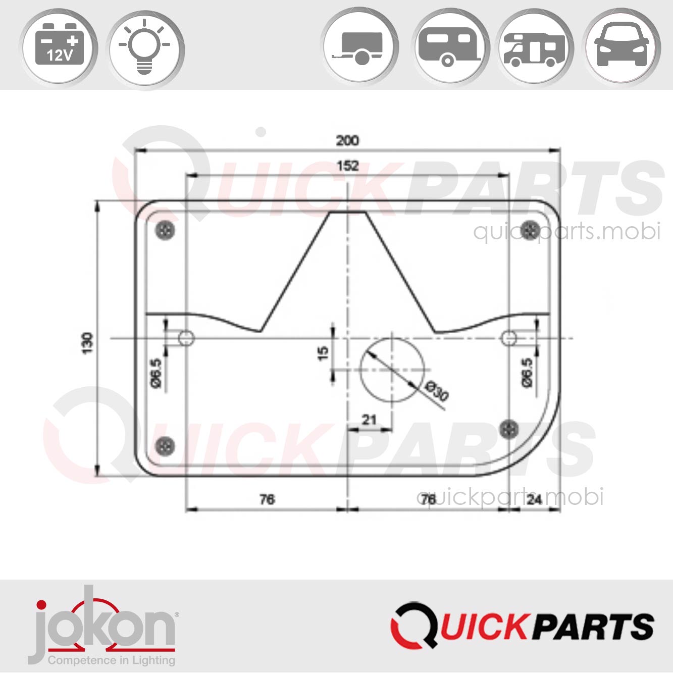 Multifunktionsleuchte Rechts |12V| Jokon 10.2110.040, E2-06061 – Bild 4