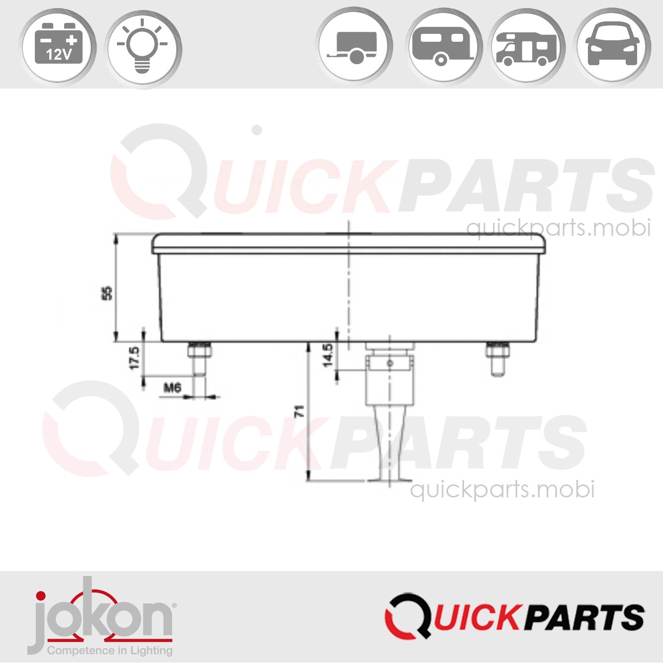 Multifunktionsleuchte Rechts |12V| Jokon 10.2110.040, E2-06061 – Bild 2