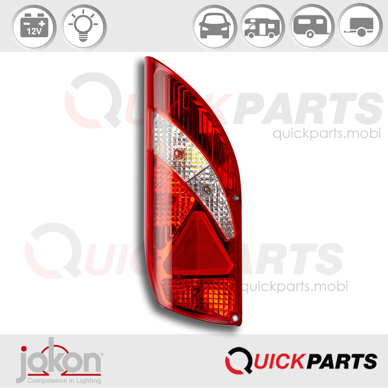 Feu multifonction gauche, catadioptre triangulaire | 12V | Jokon E1-03028