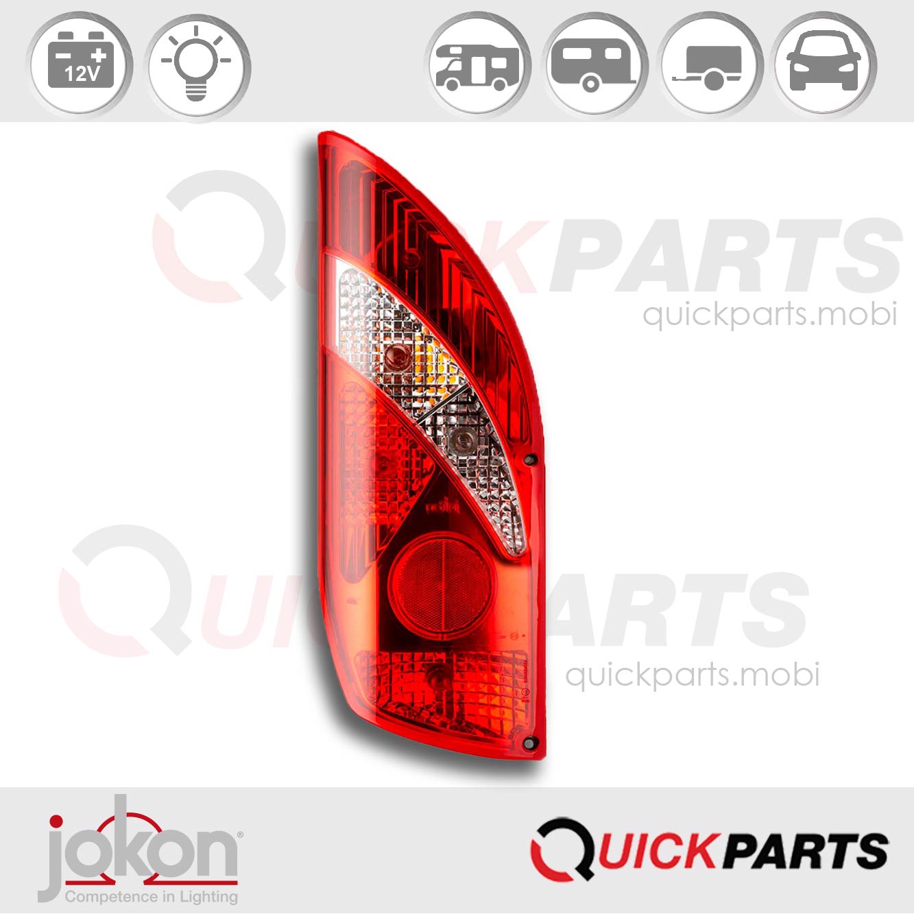 Reflector redondo de funciones múltiples a la izquierda | 12V | Jokon E1-03028