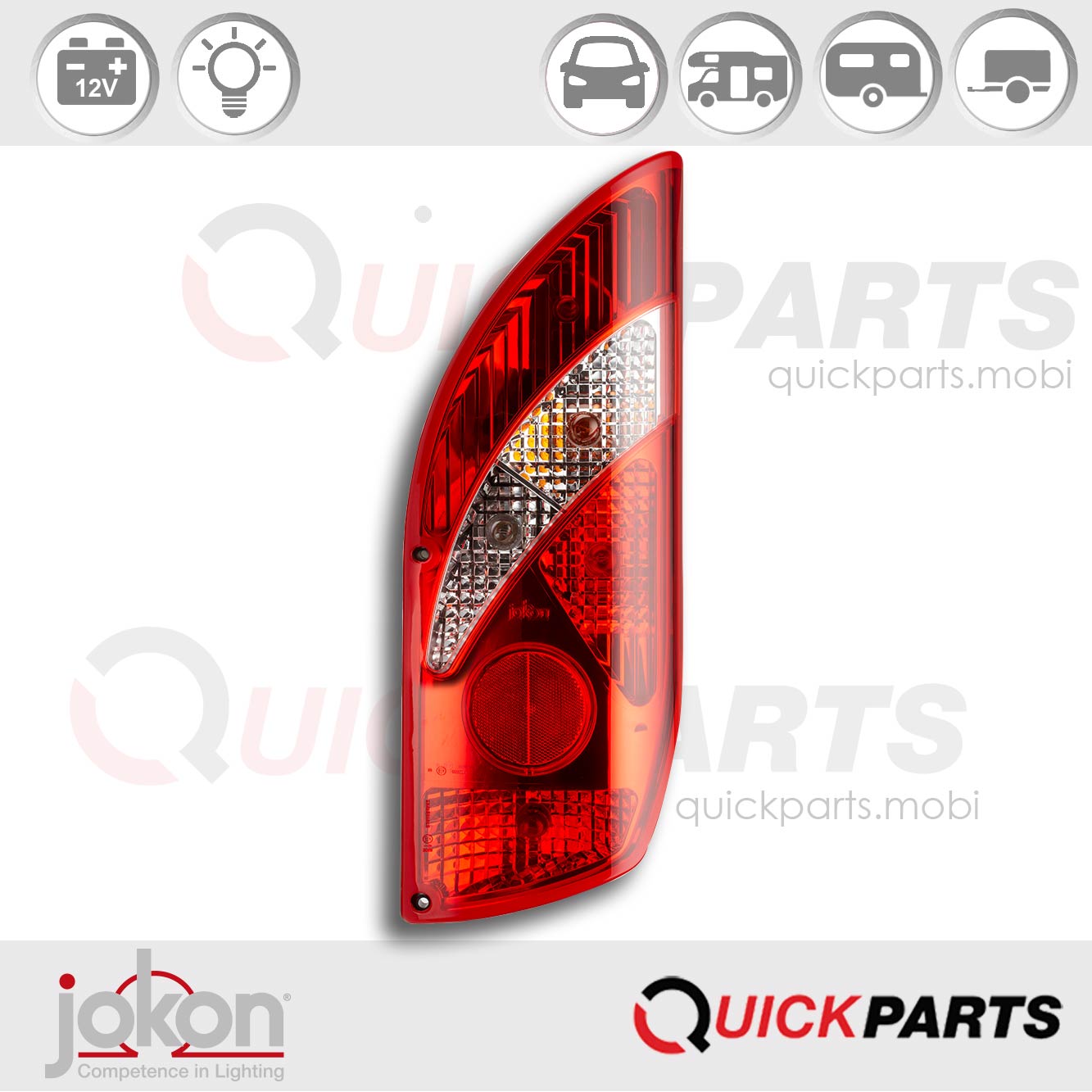 Feu arrière multifonction | Droit | Catadioptre Rond | Jokon E1-43369