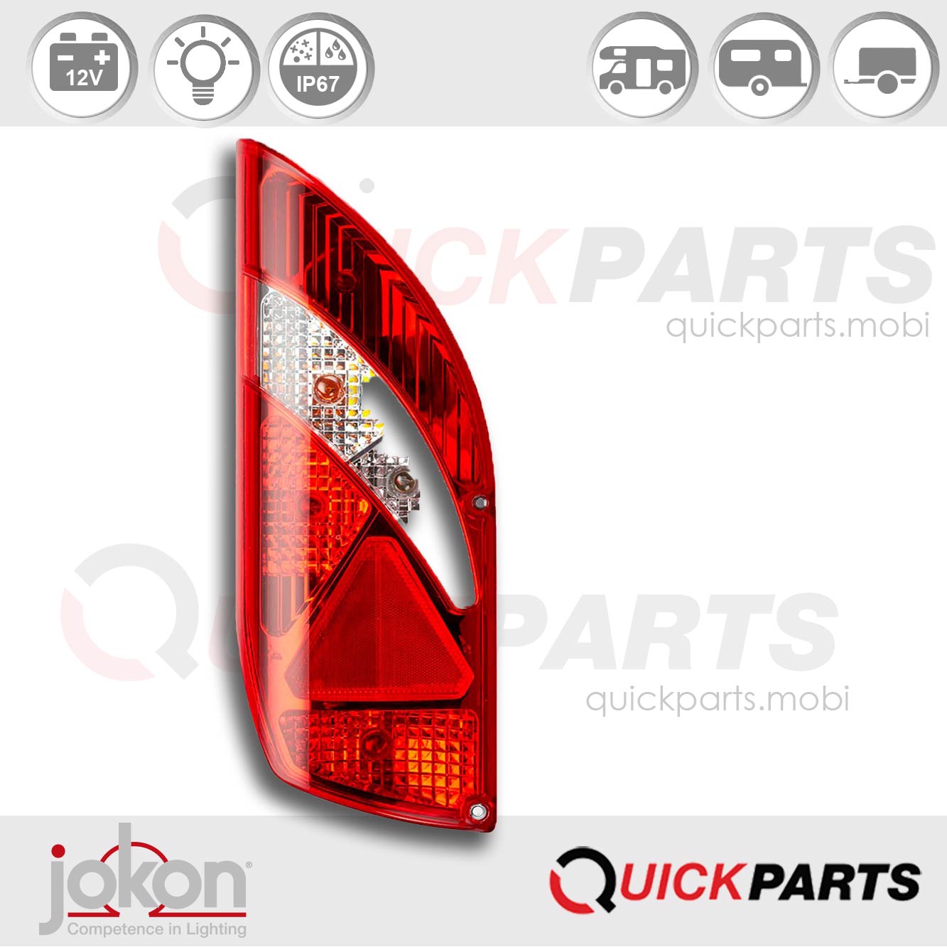 Feu multifonction gauche, catadioptre triangulaire | 12V | Jokon E1-03028 – Image 3