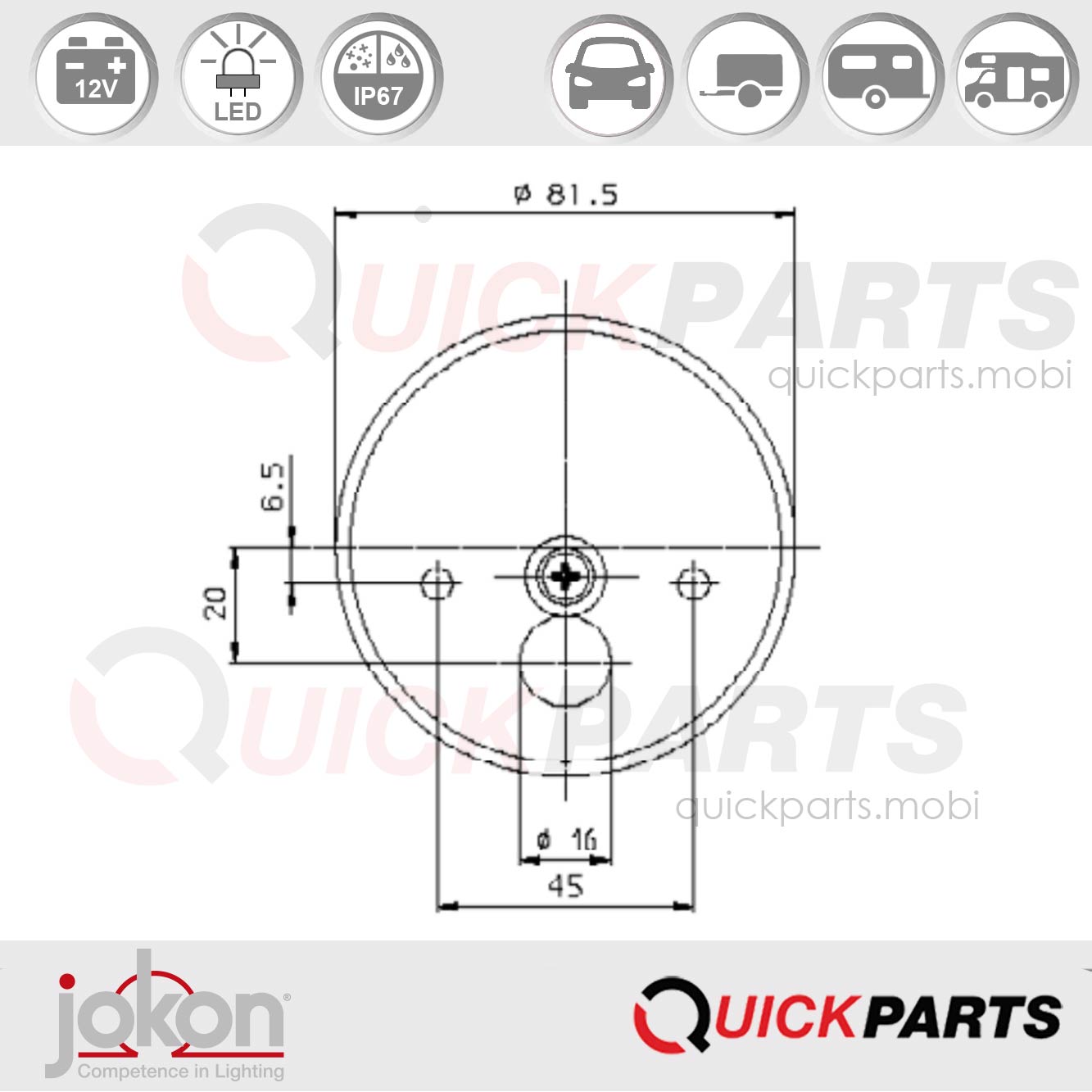 Direccion / luz de marcador | 12V | Jokon E1-43320 - Imagen 2