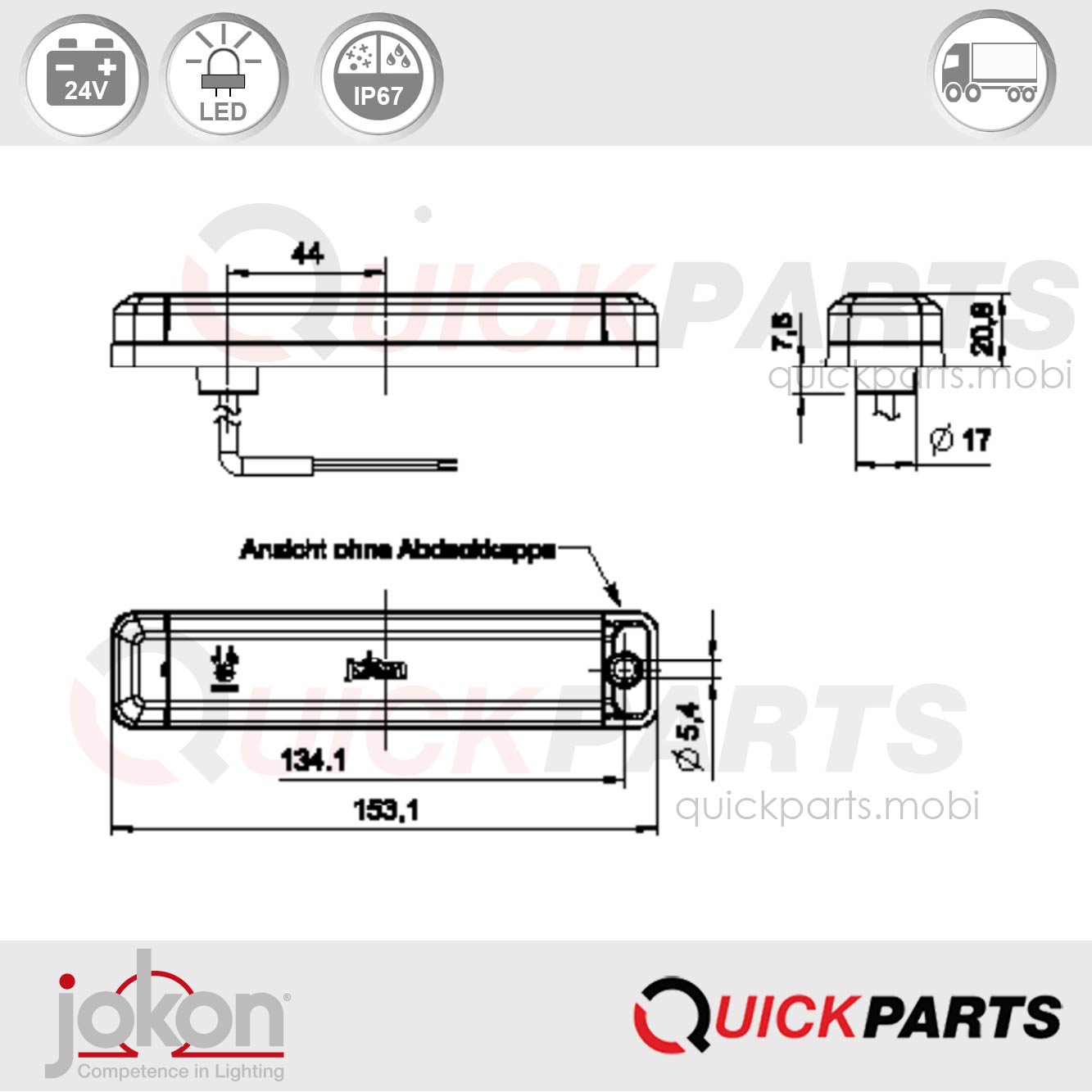 LED-Blink-Begrenzungsleuchte | 24V | Jokon E13-35232 – Bild 2