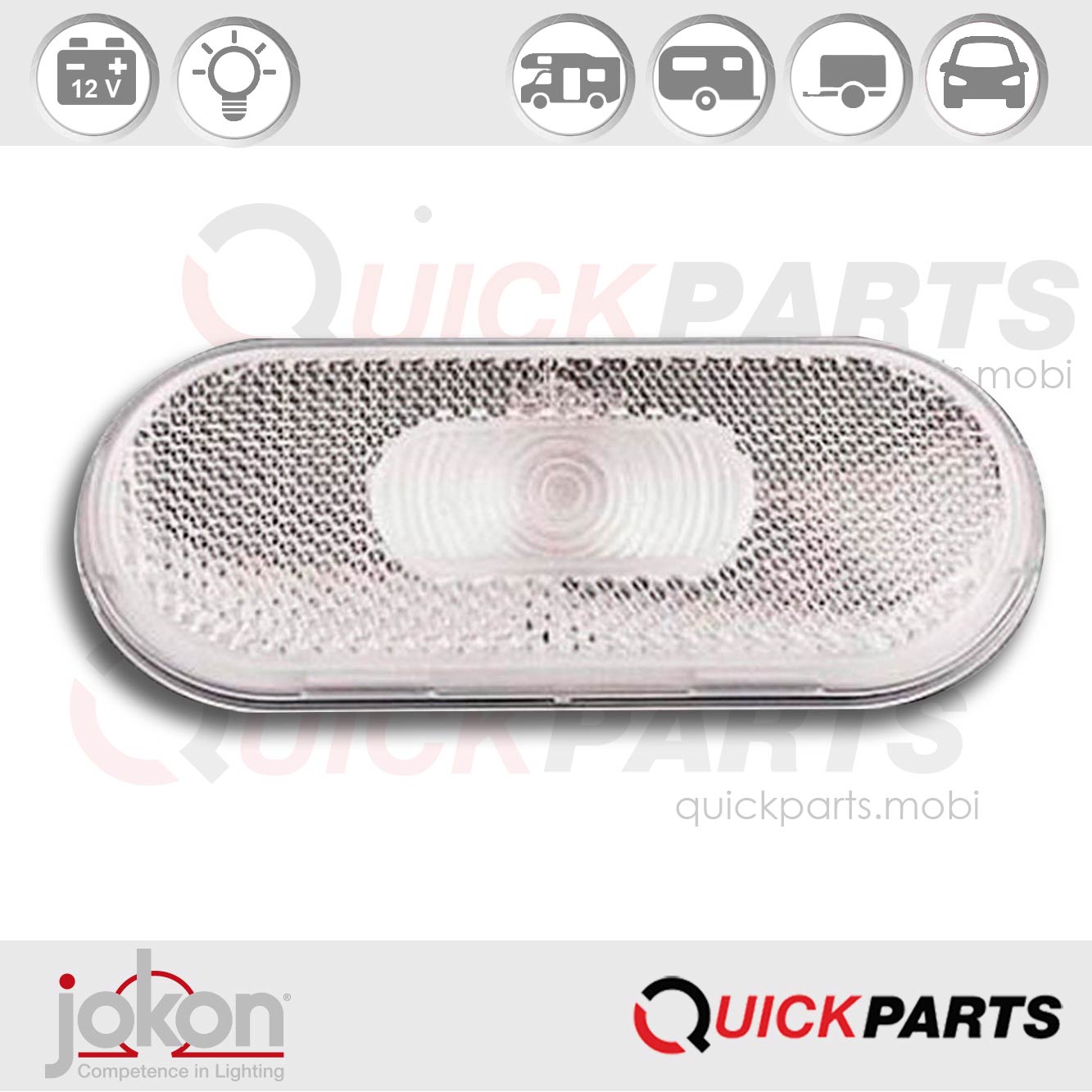 Luz lateral | 12V | Jokon 021002 | Jokon 11.1008.001Luz lateral con reflector | 12V | Jokon E1-021002 | Jokon 11.1008.001En la gama JOKON encontrará iluminación de alta calidad para cada aplicación, que mejora y realza el diseño individual de su vehículo.Luz lateral con reflector | 12V | Jokon E1-021002 | Jokon 11.1008.001