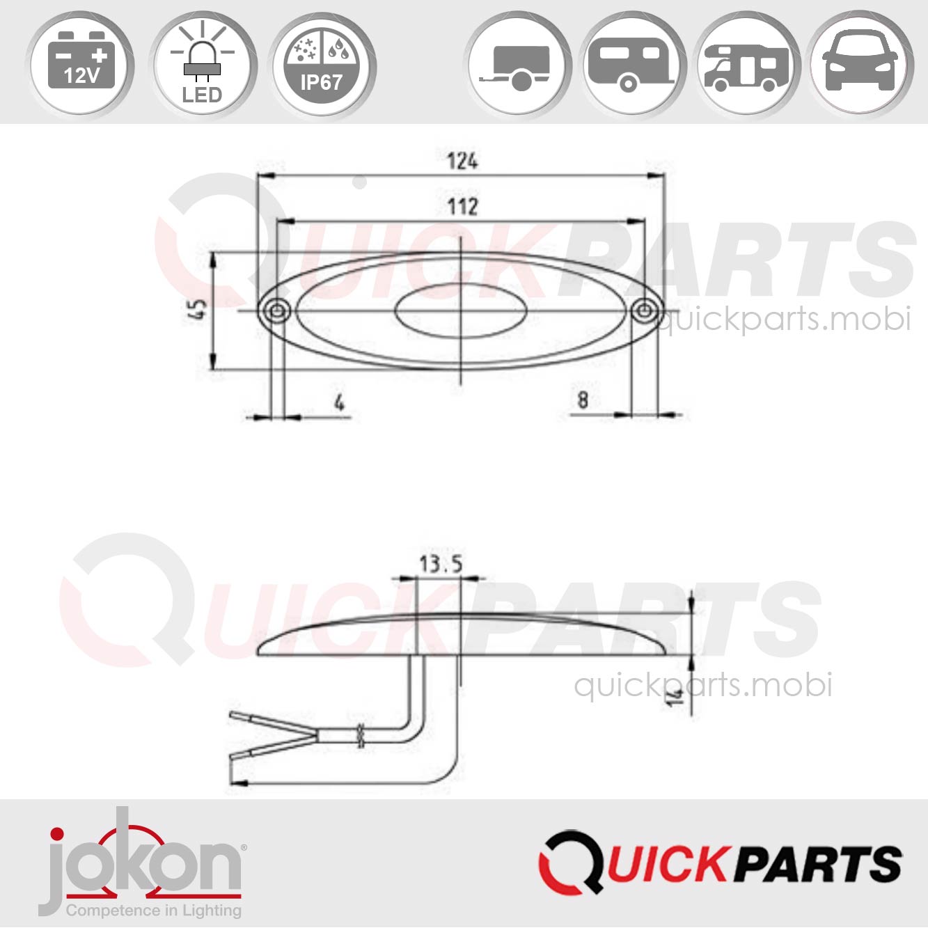 E2-05025|LED Breedtelicht | Wit frame | Jokon 11.1016.300