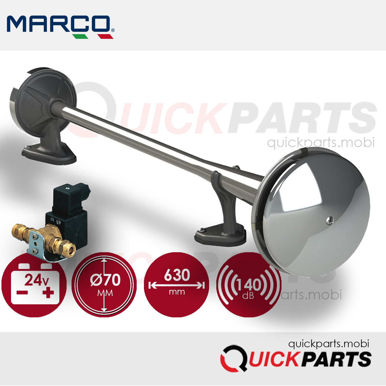 Klaxon à air comprimé | Chromé | 117 dB | Marco 110 090 13