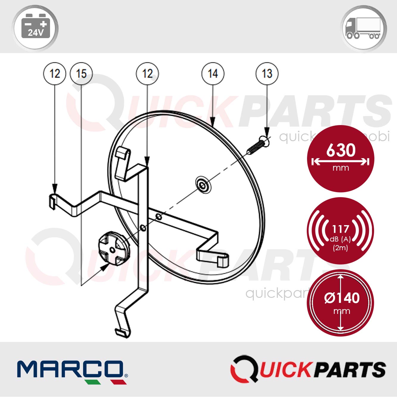 Klaxon à air comprimé | Chromé | 117 dB | Marco 110 090 13 – Image 7