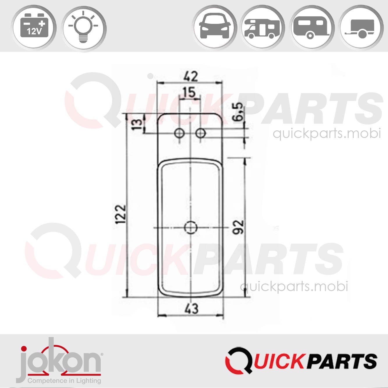 E1-0231426 | Luz lateral | 12V | Jokon 12.0007.010