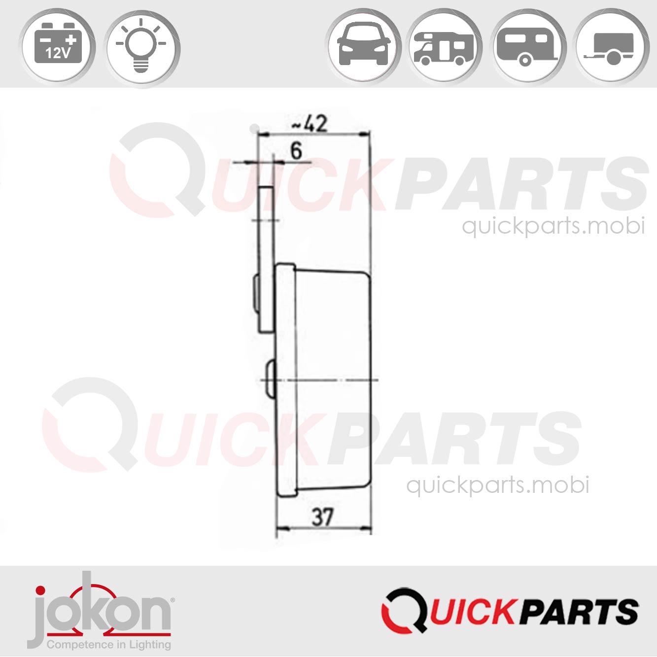 E1-0231426 | Luz lateral | 12V | Jokon 12.0007.010