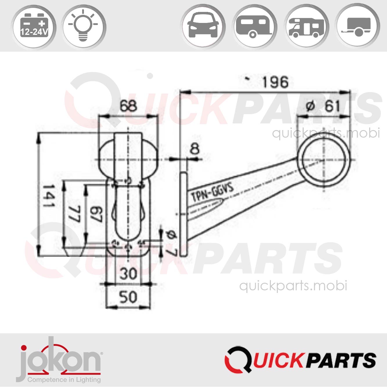 Umrissleuchte | 12V/24V | Jokon 12.0010.201, E3-0253275 – Bild 2