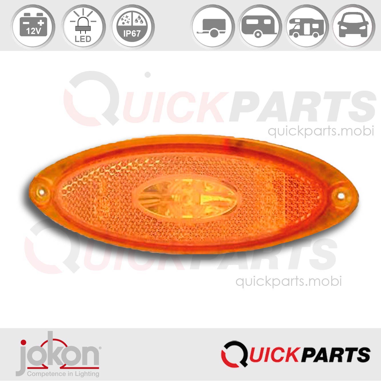 Feu LED de position latéral orange | 12V | Jokon E2-05024